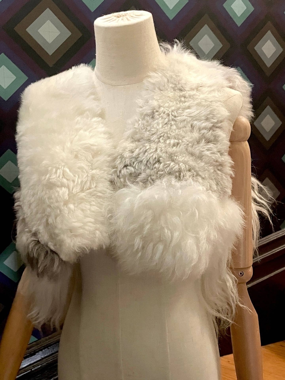 Plush White Sheepskin Fur Scarf Wrap - Luxurious Women's Accessory